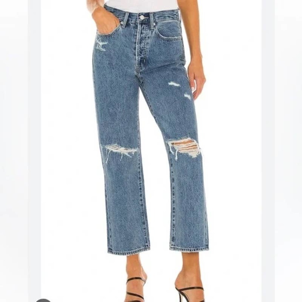 pistola Distressed Cropped Blue Jeans